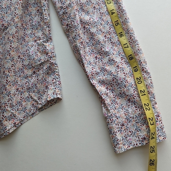 GAP Perfect Shirt V-Neck Button Down Cotton Floral Print Pink Navy Red - sz XS - Picture 10 of 10